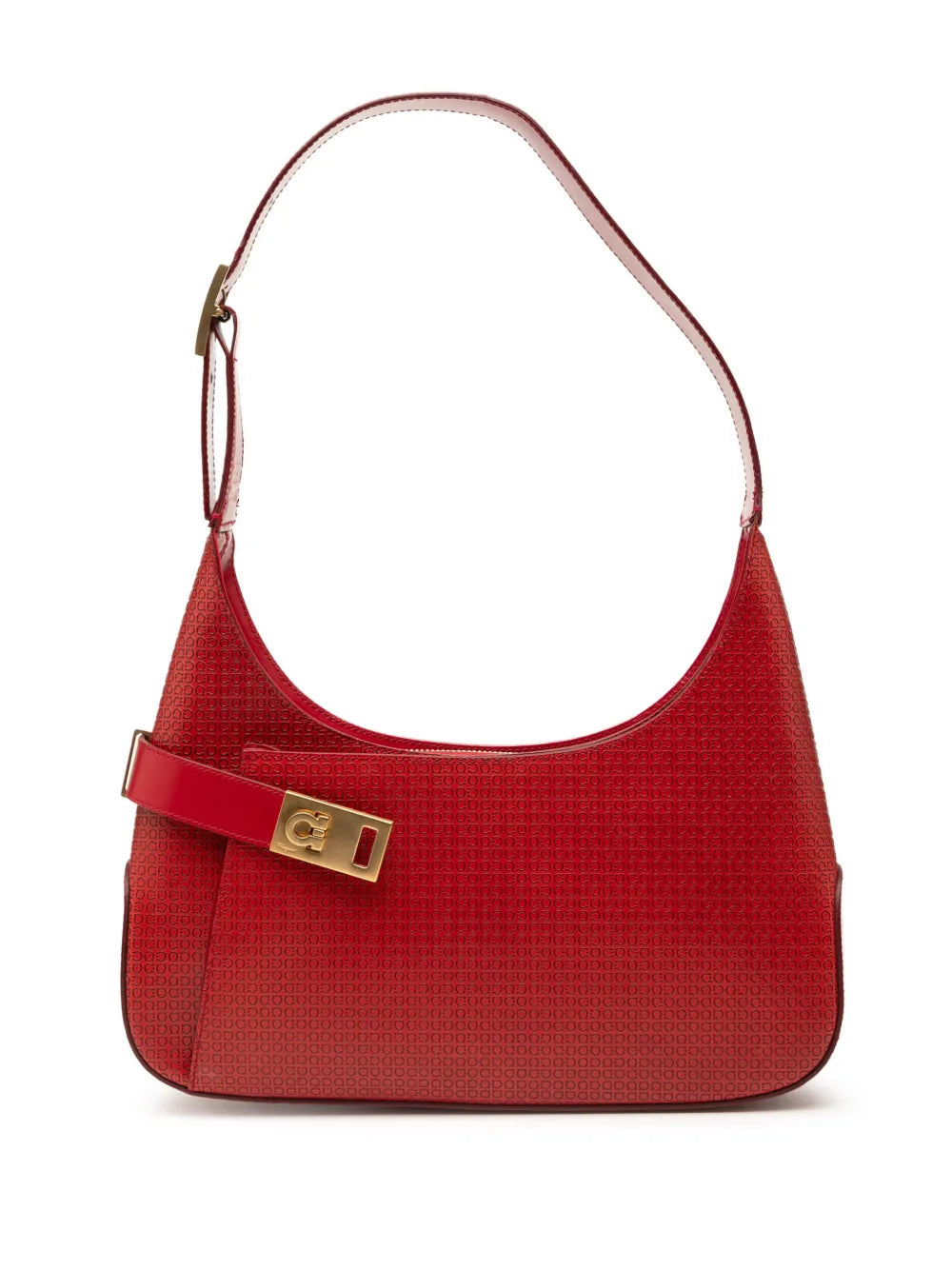 Ferragamo Pre Owned 2010 2025 Gancini Embossed Leather Shoulder Bag — Same as shown — Size One Size — Front View