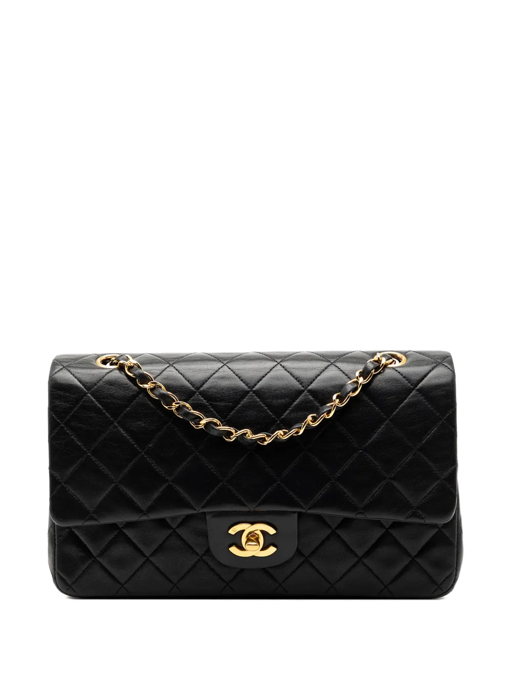 Chanel Pre Owned 1991 1994 Medium Classic Lambskin Double Flap Shoulder Bag — Same as shown — Size One Size — Front View