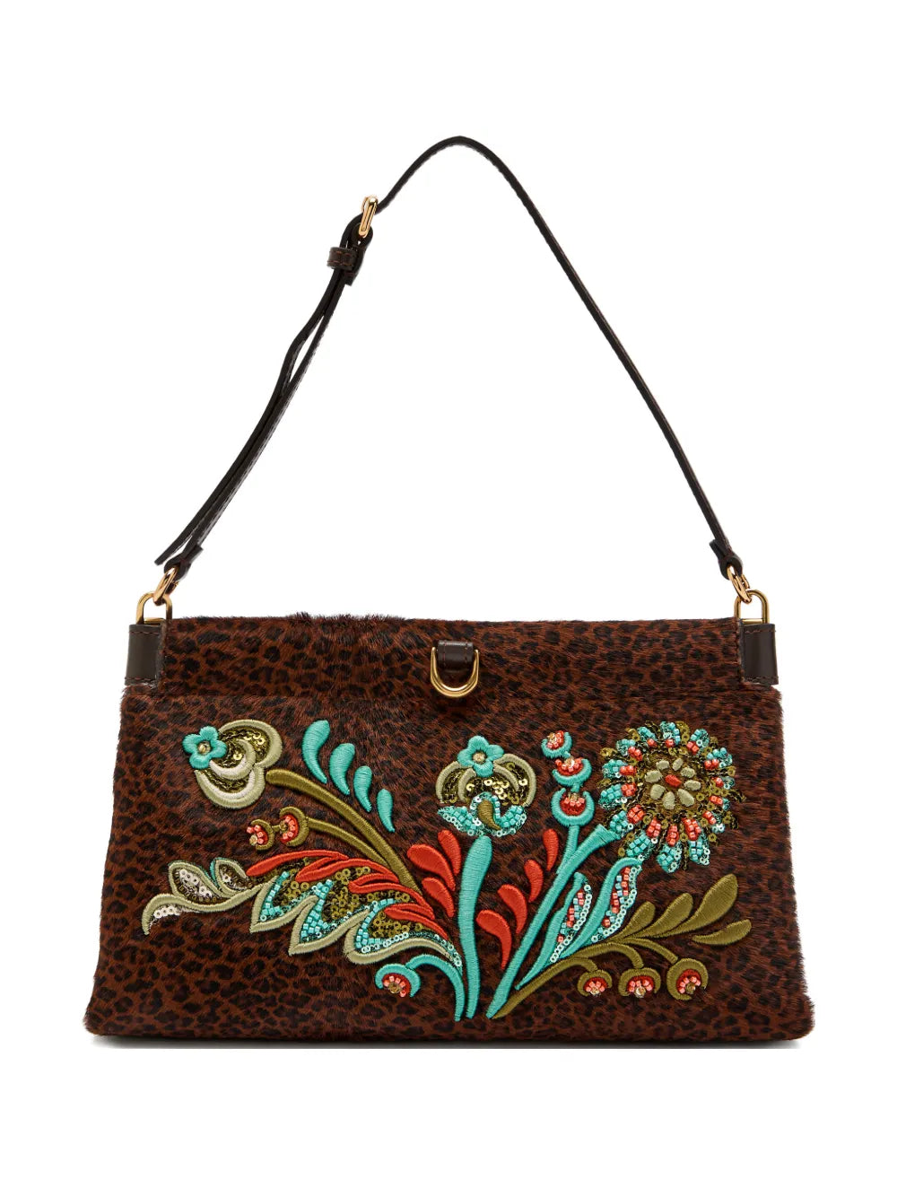 Etro Embroidered Leopard Print Shoulder Bag — Same as shown — Size One Size — Front View
