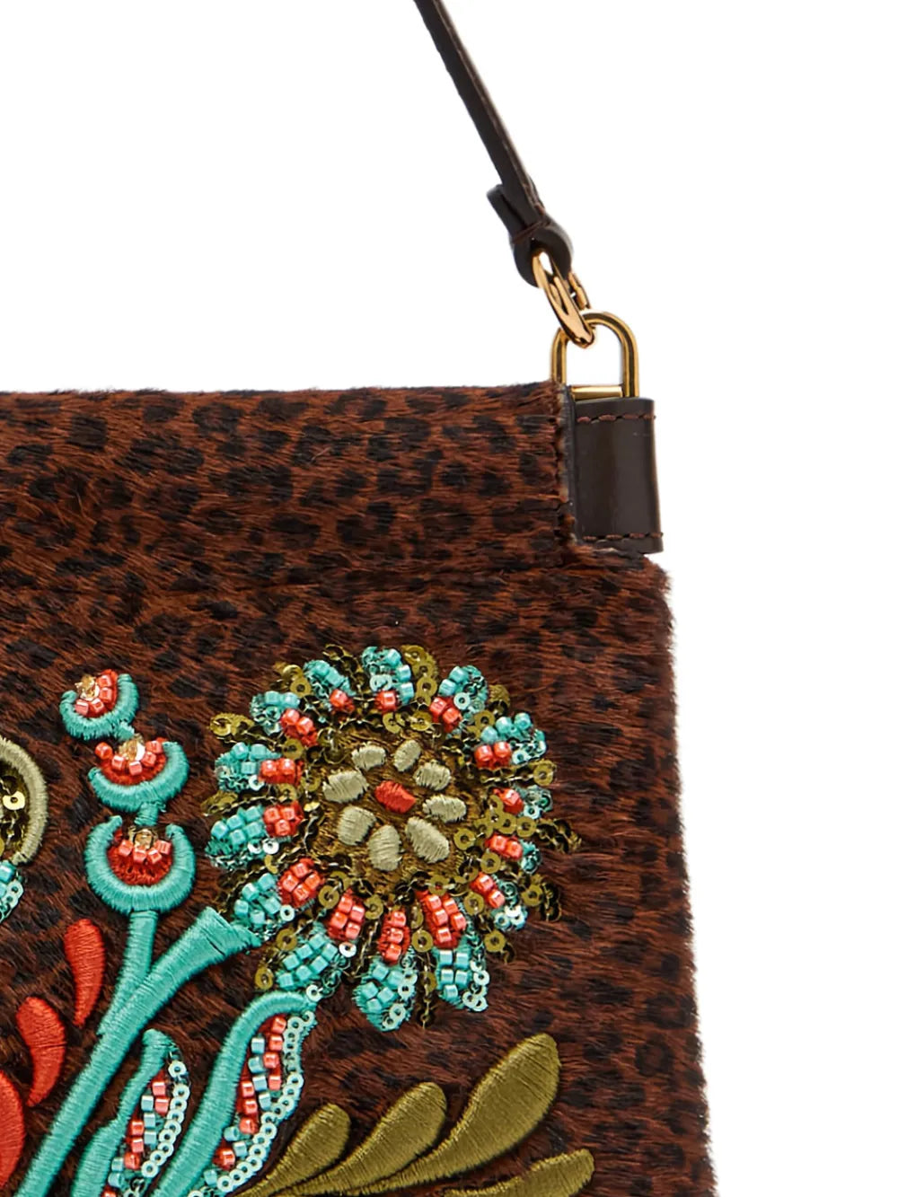 Etro Embroidered Leopard Print Shoulder Bag — Same as shown — Size One Size — Side View