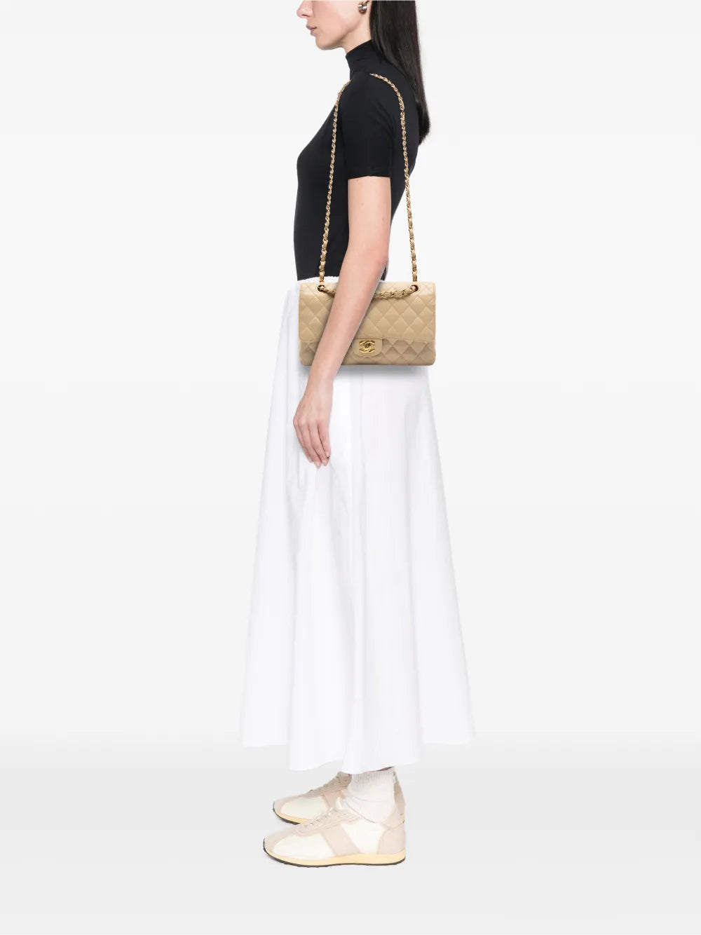 Chanel Pre Owned 2009 2010 Medium Classic Caviar Double Flap Shoulder Bag — Same as shown — Size One Size — Side View