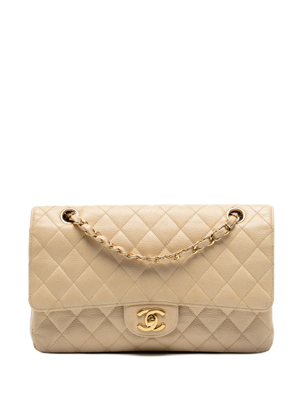 Chanel Pre Owned 2009 2010 Medium Classic Caviar Double Flap Shoulder Bag — Same as shown — Size One Size — Front View