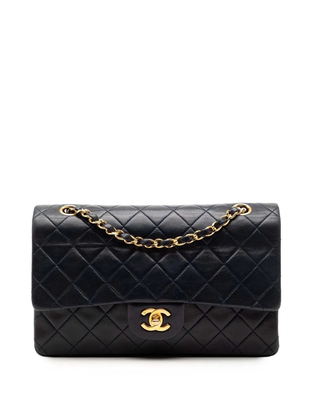 Chanel Pre Owned 1989 1991 Medium Classic Lambskin Double Flap Shoulder Bag — Same as shown — Size One Size — Front View