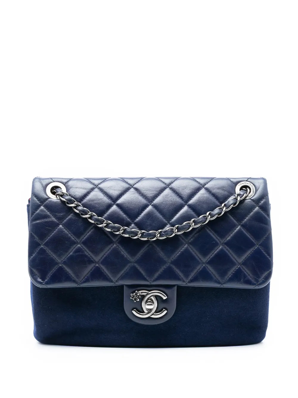 Chanel Pre Owned 2015 2016 Paris Salzburg Quilted Glazed Calfskin And Felt Edelweiss Flower Cc Flap Shoulder Bag — Same as shown — Size One Size — Front View