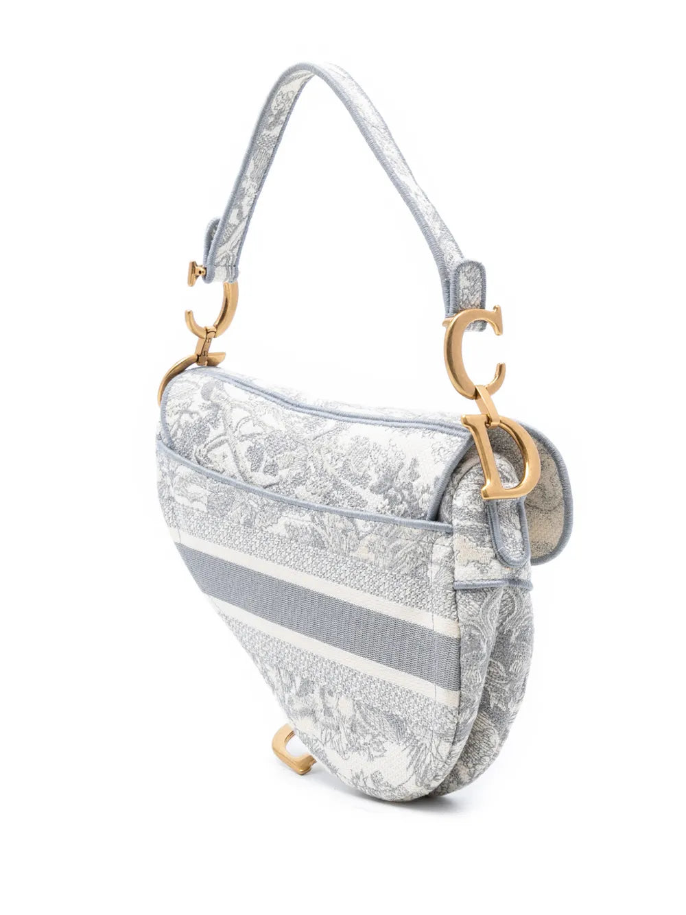 Christian Dior Pre Owned 2021 Canvas Embroidered Toile De Jouy Saddle Bag Shoulder Bag — Same as shown — Size One Size — Back View