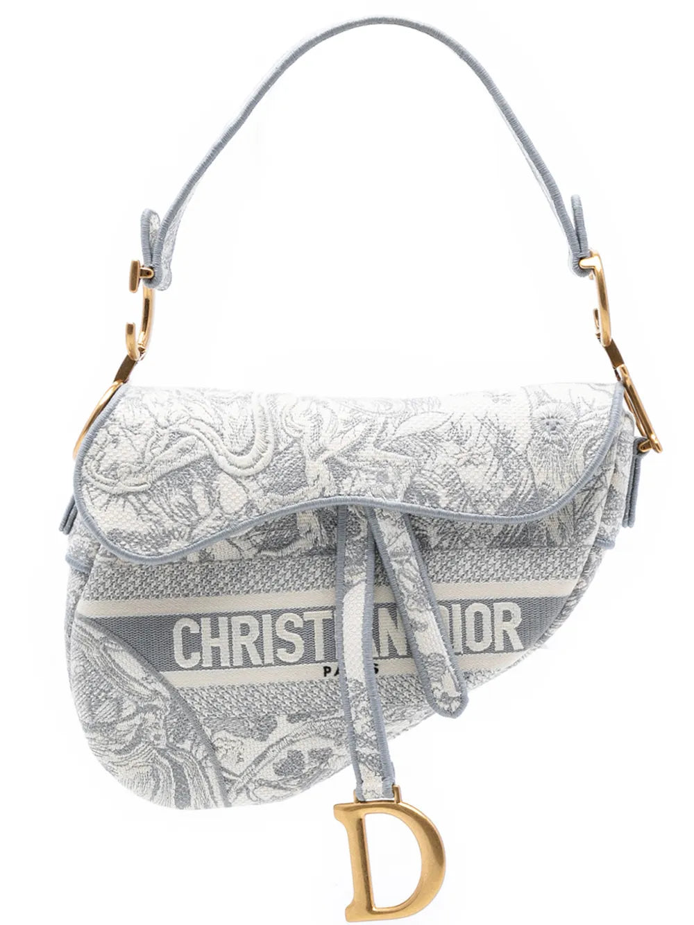 Christian Dior Pre Owned 2021 Canvas Embroidered Toile De Jouy Saddle Bag Shoulder Bag — Same as shown — Size One Size — Front View