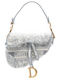 Christian Dior Pre Owned 2021 Canvas Embroidered Toile De Jouy Saddle Bag Shoulder Bag — Same as shown — Size One Size — Front View