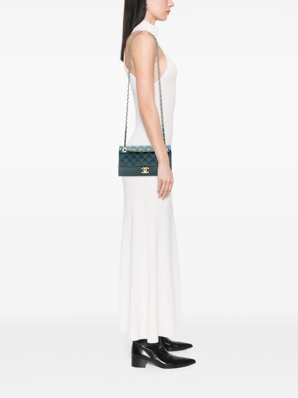 Chanel Pre Owned 2013 2014 Medium Quilted Calfskin Soft Elegance Flap Shoulder Bag — Same as shown — Size One Size — Side View