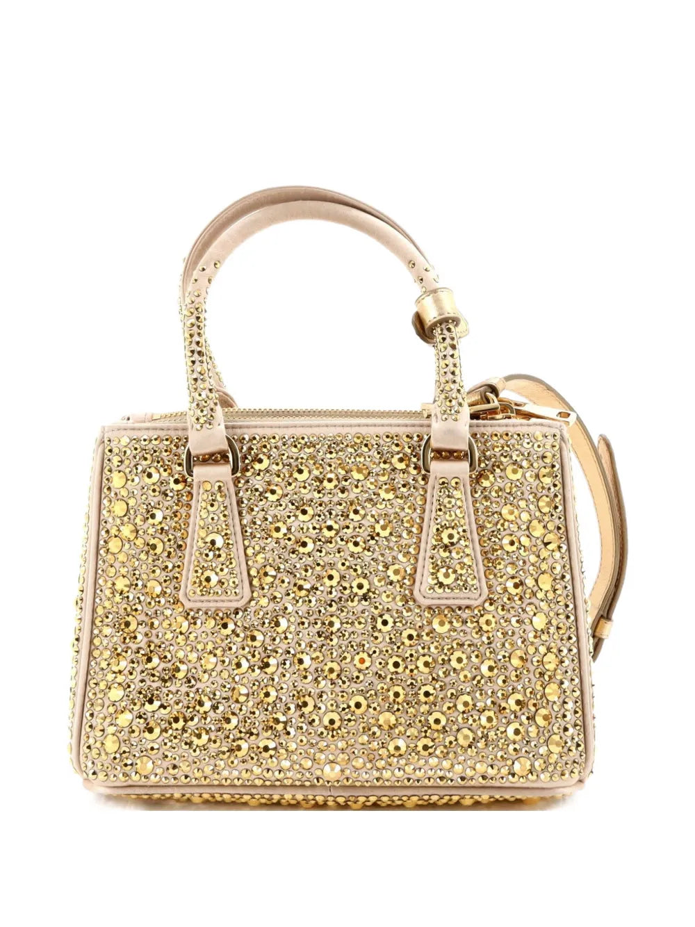 Prada Pre Owned Galleria Double Zip Tote Crystal Embellished Satin Mini Shoulder Bag — Same as shown — Size One Size — Side View