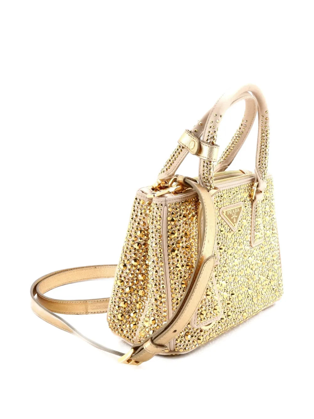Prada Pre Owned Galleria Double Zip Tote Crystal Embellished Satin Mini Shoulder Bag — Same as shown — Size One Size — Back View