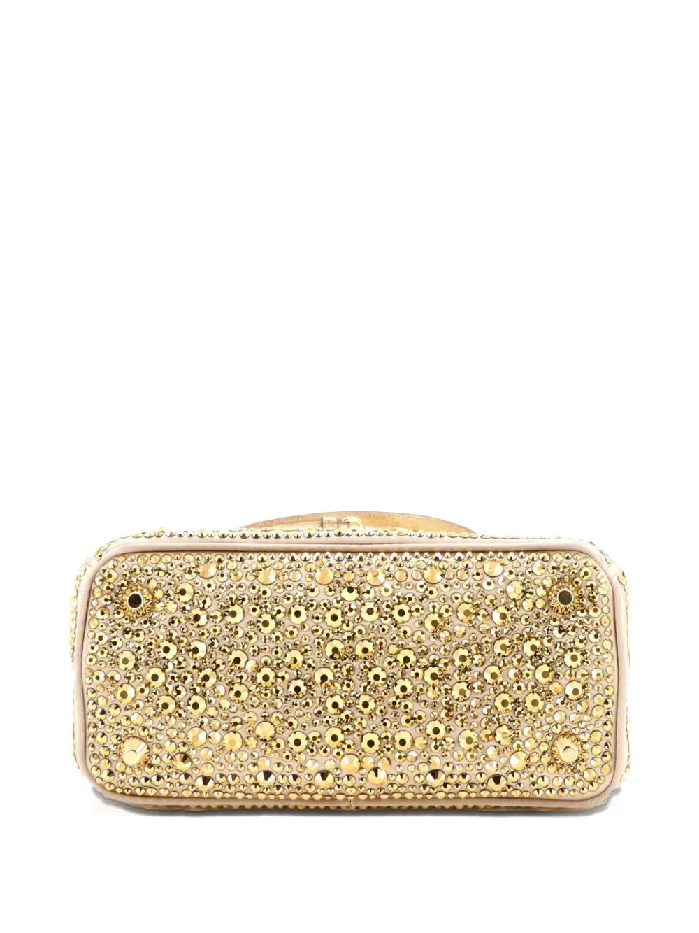 Prada Pre Owned Galleria Double Zip Tote Crystal Embellished Satin Mini Shoulder Bag — Same as shown — Size One Size — Top View