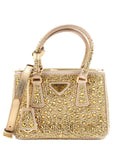 Prada Pre Owned Galleria Double Zip Tote Crystal Embellished Satin Mini Shoulder Bag — Same as shown — Size One Size — Front View