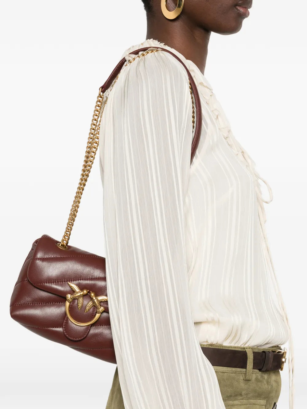 Pinko Baby Love Quilted Chain Shoulder Bag — Same as shown — Size One Size — Side View