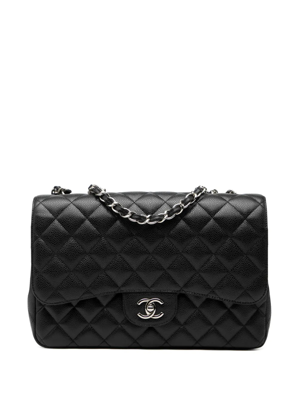 Chanel Pre Owned 2009 2010 Jumbo Classic Caviar Double Flap Shoulder Bag — Same as shown — Size One Size — Front View