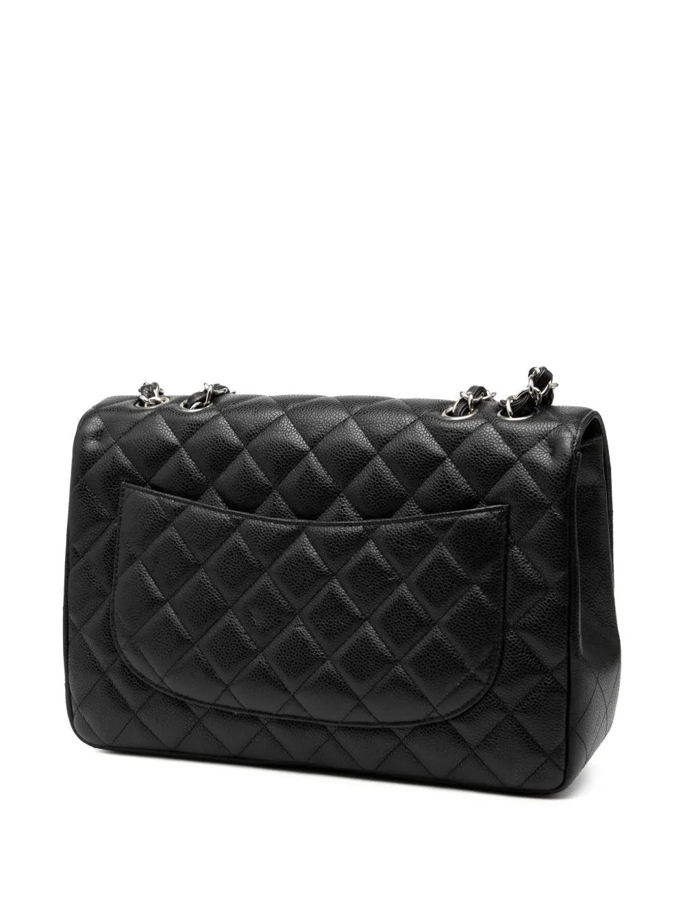 Chanel Pre Owned 2009 2010 Jumbo Classic Caviar Double Flap Shoulder Bag — Same as shown — Size One Size — Back View