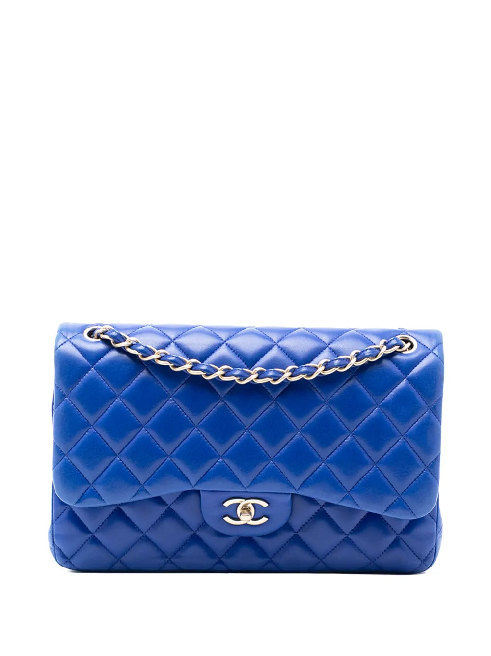 Chanel Pre Owned 2013 2014 Jumbo Classic Lambskin Double Flap Shoulder Bag — Same as shown — Size One Size — Front View