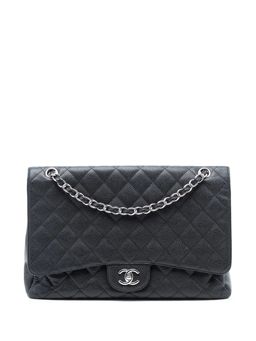 Chanel Pre Owned 2009 2010 Maxi Classic Caviar Single Flap Shoulder Bag — Same as shown — Size One Size — Front View
