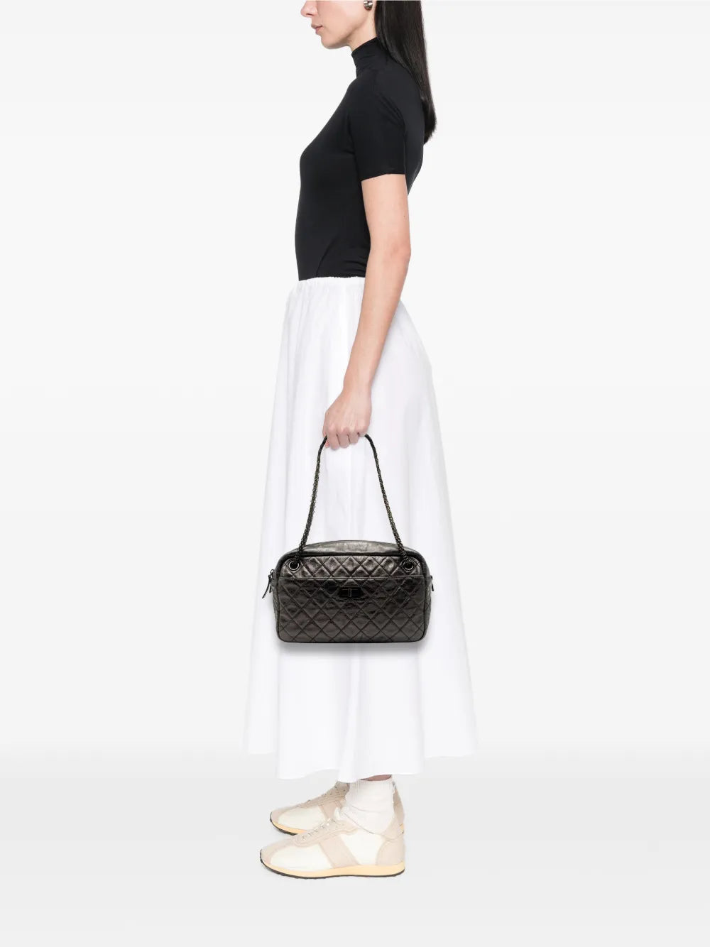 Chanel Pre Owned 2008 2009 Medium Reissue 255 Quilted Aged Calfskin Camera Bag Shoulder Bag — Same as shown — Size One Size — Side View