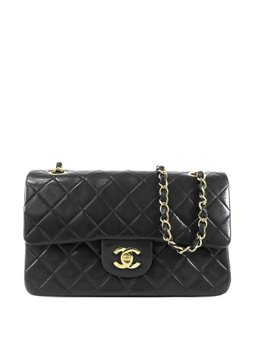 Chanel Pre Owned 1991 1994 Small Classic Lambskin Double Flap Shoulder Bag — Same as shown — Size One Size — Front View