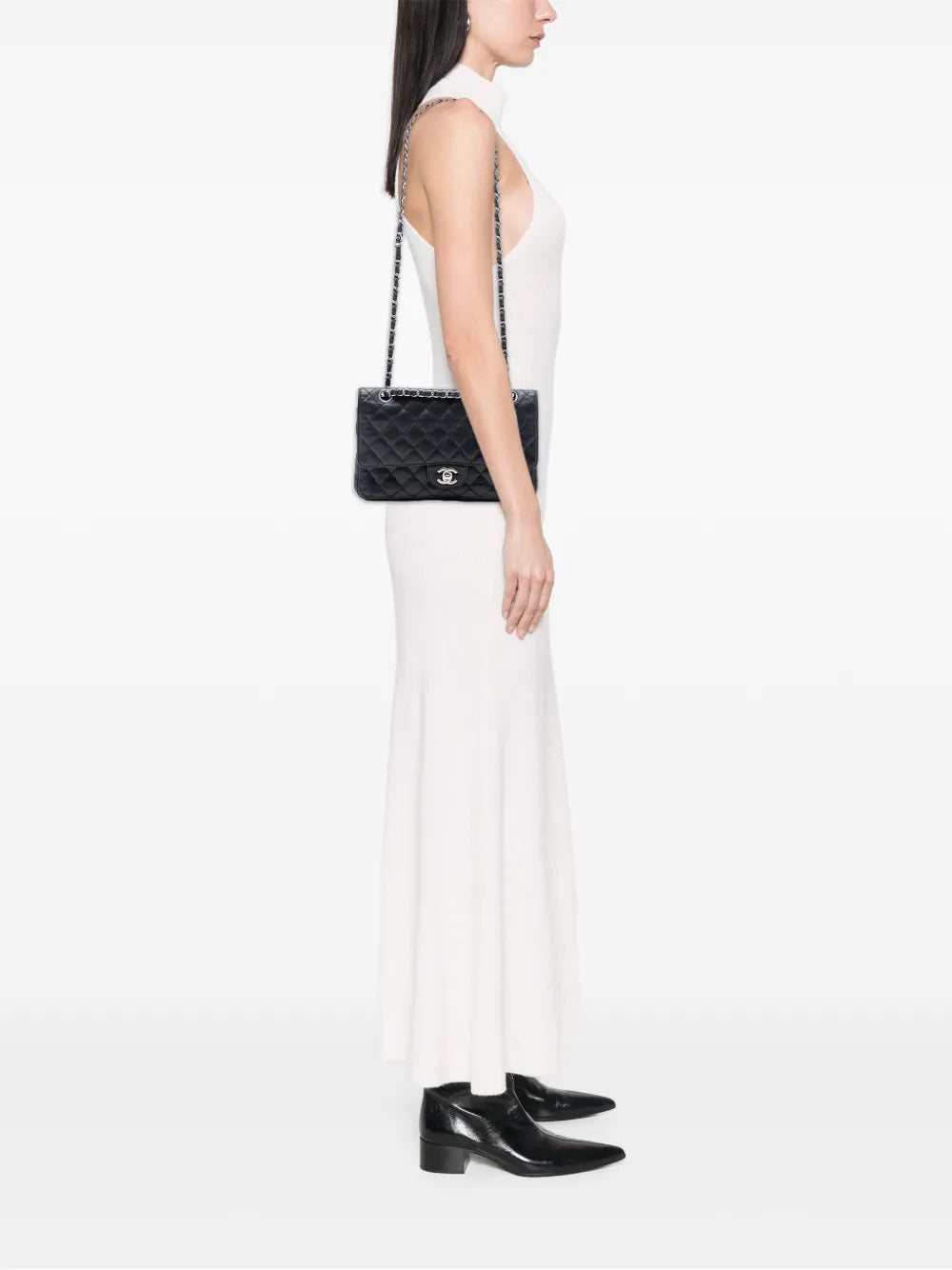 Chanel Pre Owned 2009 2010 Medium Classic Caviar Double Flap Shoulder Bag — Same as shown — Size One Size — Side View