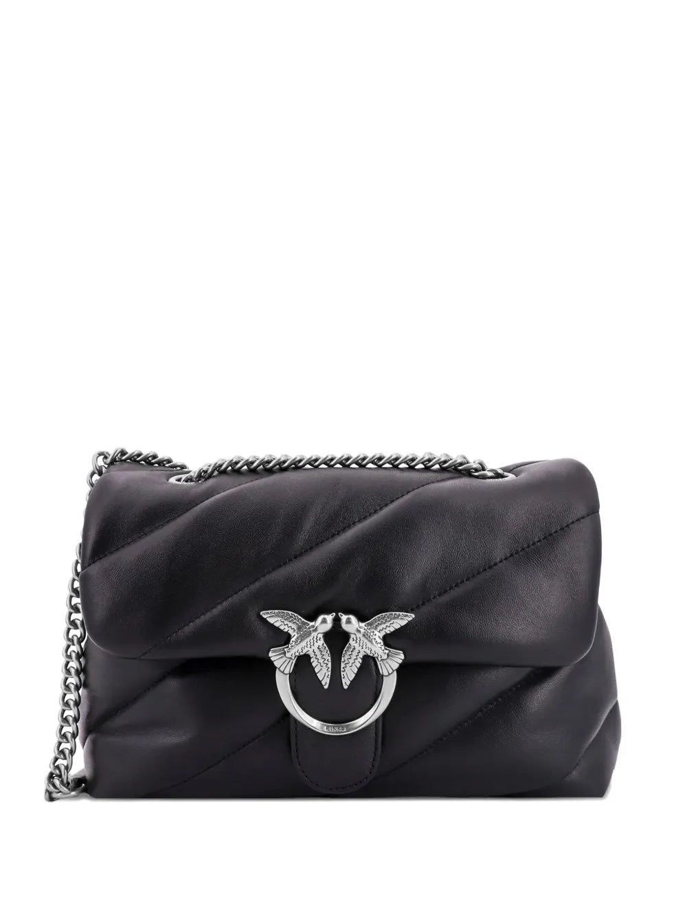 Pinko Medium Classic Love Matelasse Flap Leather Shoulder Bag — Same as shown — Size One Size — Front View