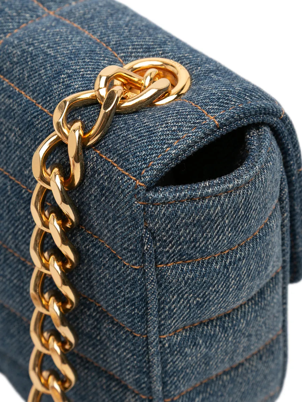Celine Pre Owned 2022 Matelasse Denim Monochrome Chain Shoulder Bag — Same as shown — Size One Size — Lifestyle View