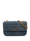 Celine Pre Owned 2022 Matelasse Denim Monochrome Chain Shoulder Bag — Same as shown — Size One Size — Front View