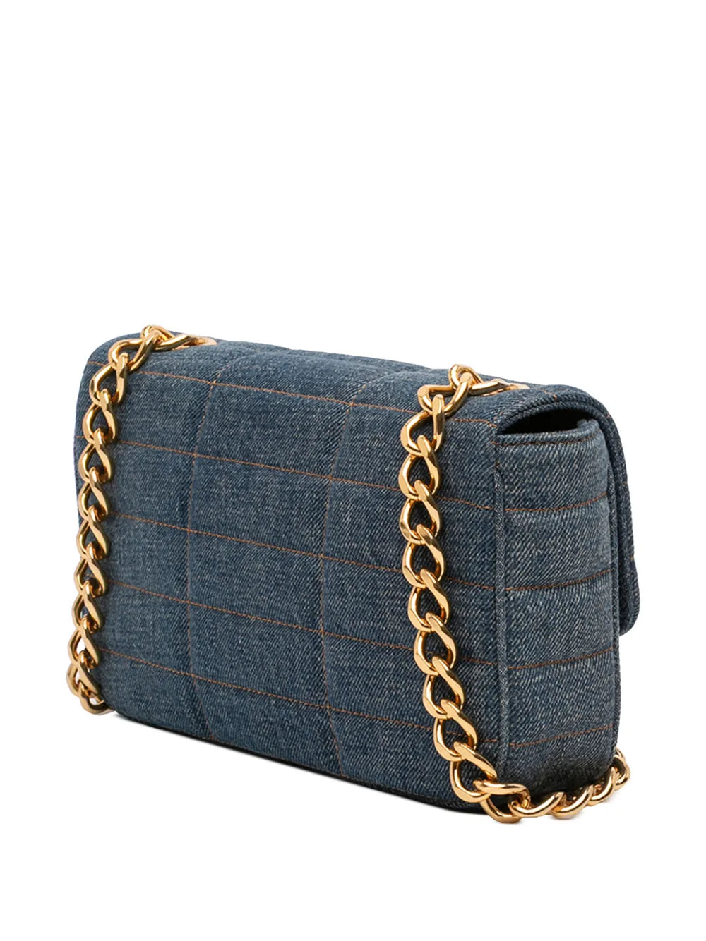 Celine Pre Owned 2022 Matelasse Denim Monochrome Chain Shoulder Bag — Same as shown — Size One Size — Back View