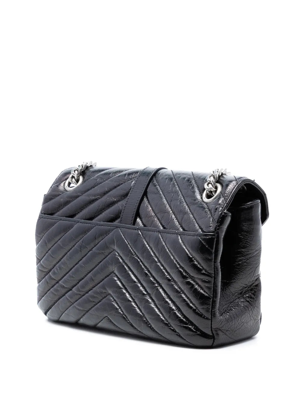 Saint Laurent Pre Owned 2015 Medium Crinkled Calfskin Punk Chain Bag Shoulder Bag — Same as shown — Size One Size — Back View