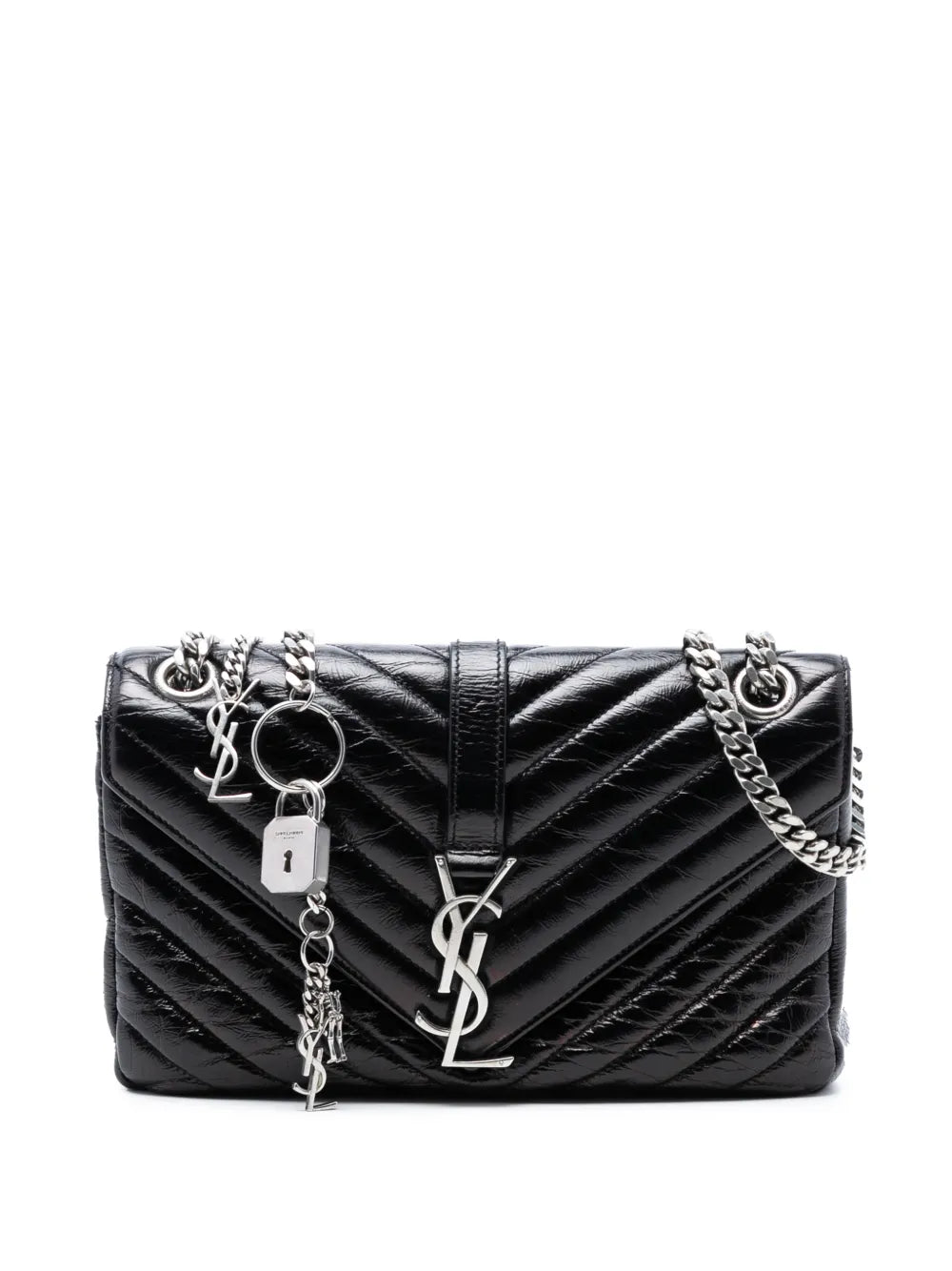 Saint Laurent Pre Owned 2015 Medium Crinkled Calfskin Punk Chain Bag Shoulder Bag — Same as shown — Size One Size — Front View