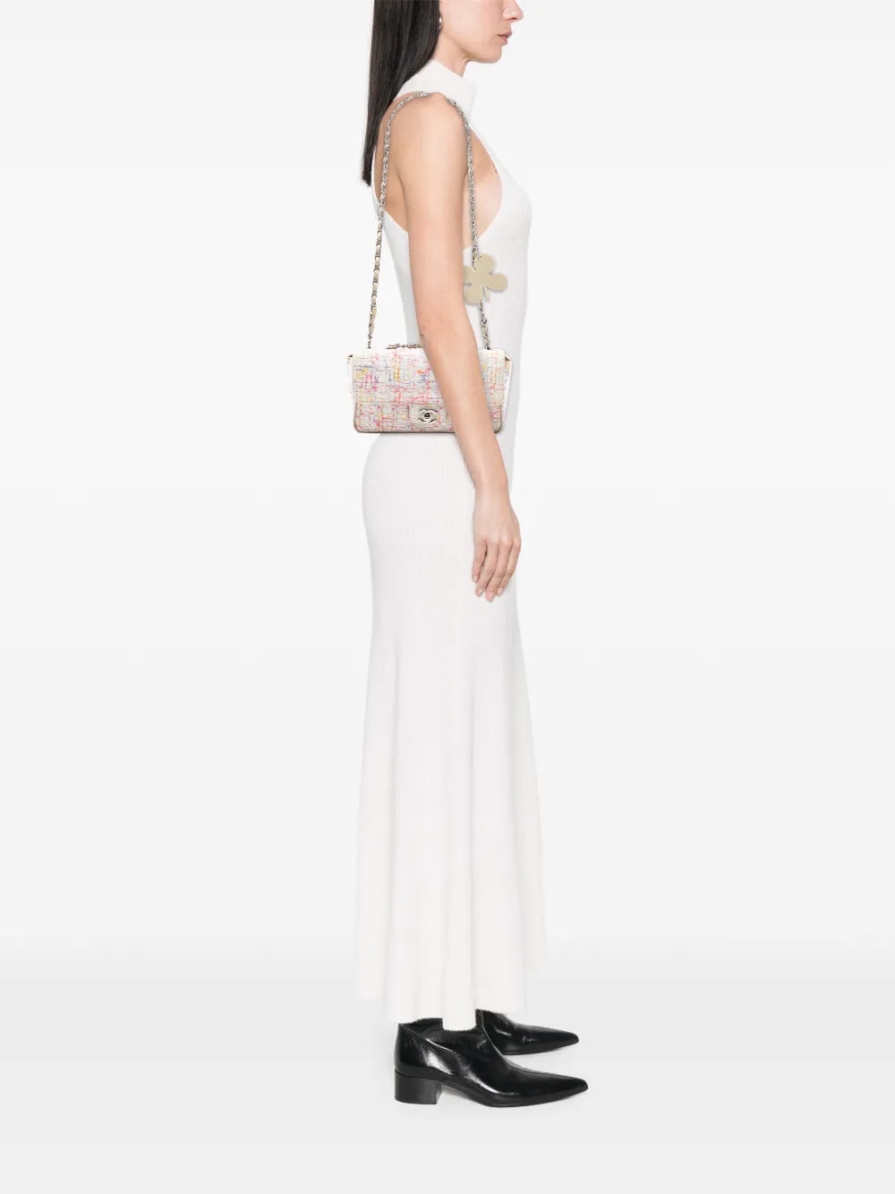 Chanel Pre Owned 2004 2005 Small Printed Canvas Watercolor Clover Flap Shoulder Bag — Same as shown — Size One Size — Side View
