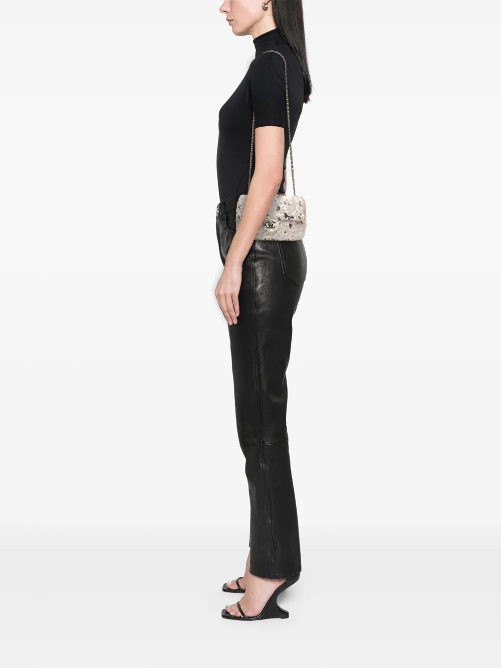Chanel Pre Owned 2011 Mini Rectangular Classic Canvas Sequin Single Flap Shoulder Bag — Same as shown — Size One Size — Side View