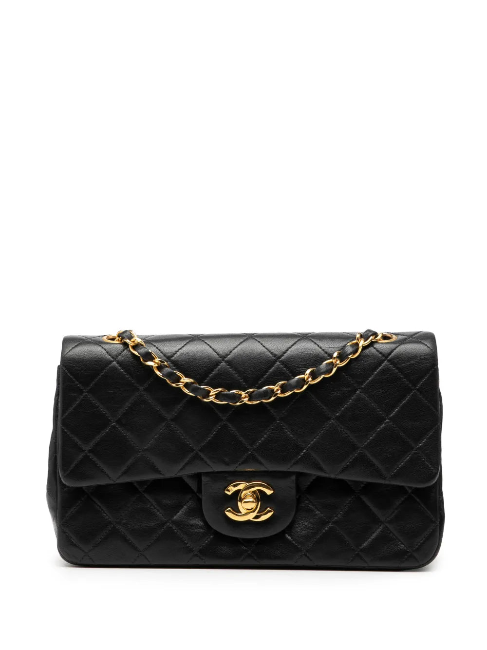 Chanel Pre Owned 1991 1994 Small Classic Lambskin Double Flap Shoulder Bag — Same as shown — Size One Size — Front View