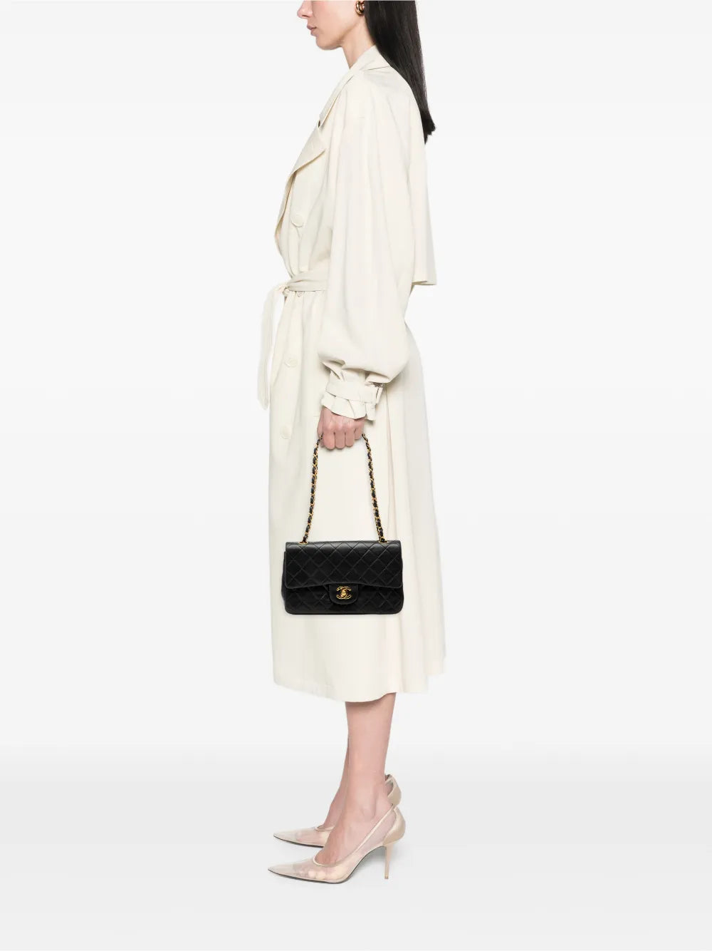 Chanel Pre Owned 1991 1994 Small Classic Lambskin Double Flap Shoulder Bag — Same as shown — Size One Size — Side View