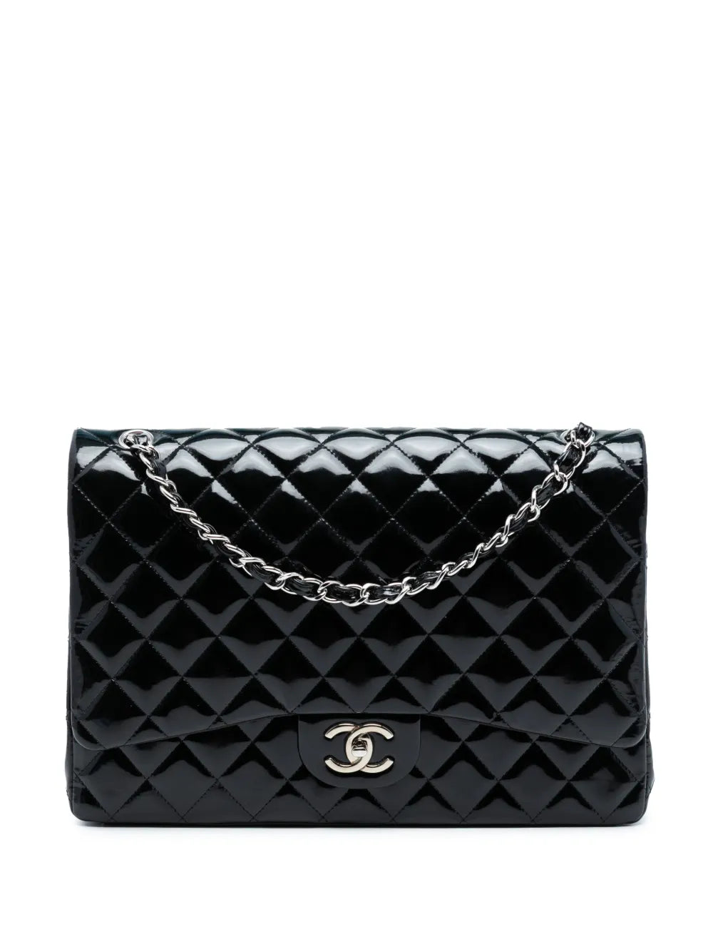 Chanel Pre Owned 2010 2011 Maxi Classic Patent Double Flap Shoulder Bag — Same as shown — Size One Size — Front View