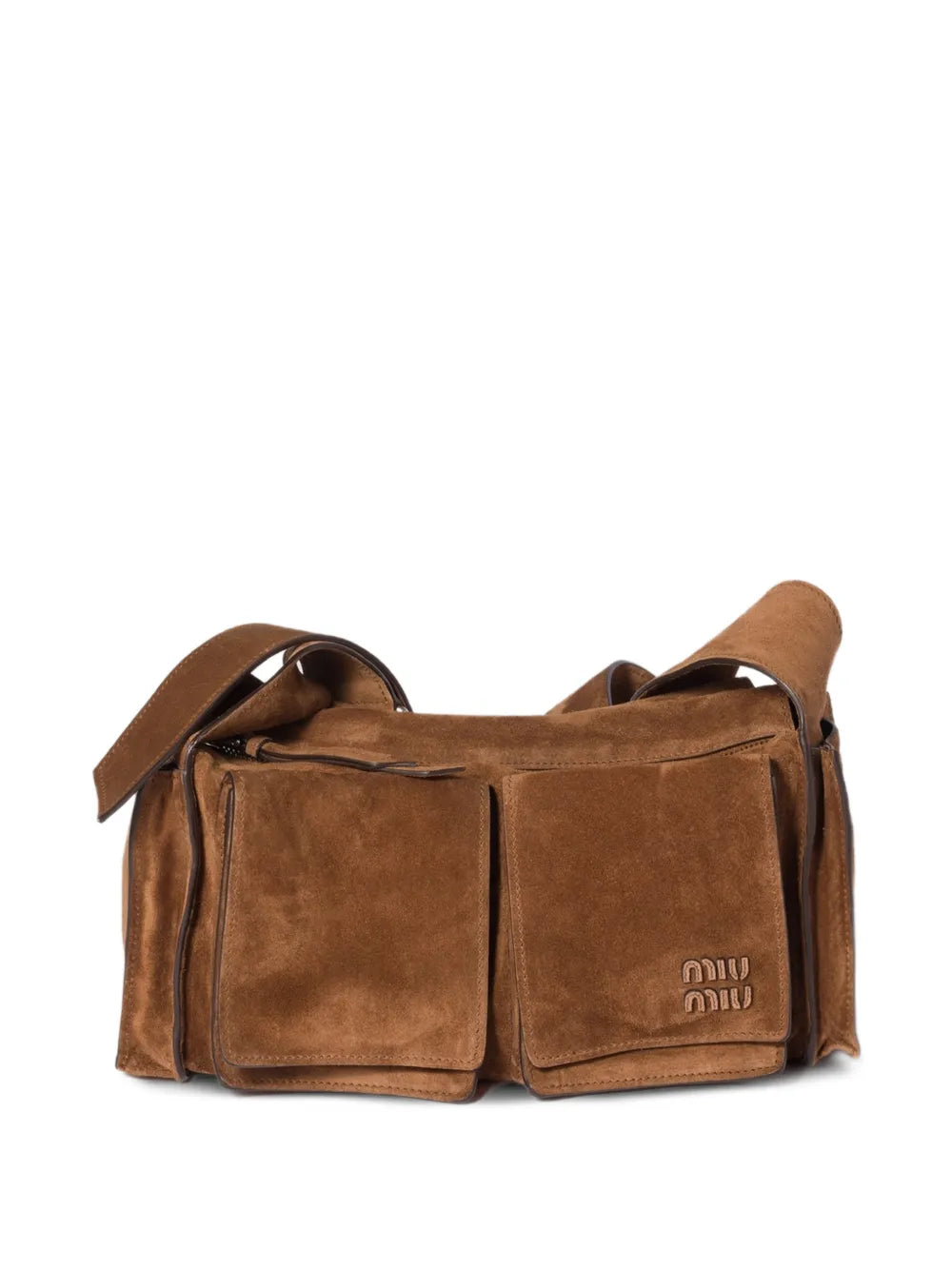 Miu Miu Utilitaire Suede Shoulder Bag — Same as shown — Size One Size — Front View