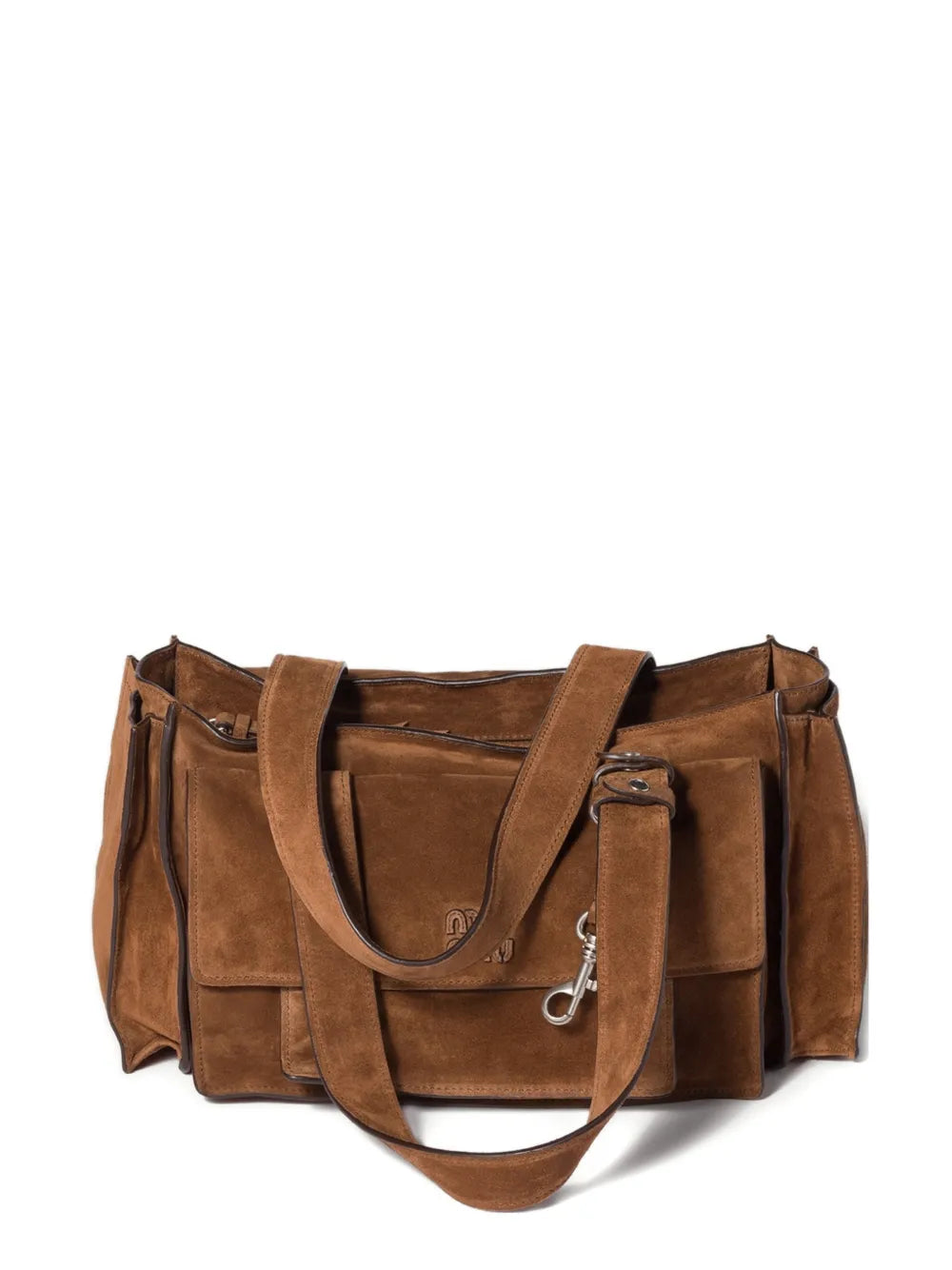Miu Miu Utilitaire Suede Shoulder Bag — Same as shown — Size One Size — Front View
