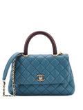 Chanel Pre Owned Coco Top Handle Bag Quilted Caviar With Lizard Mini Shoulder Bag — Same as shown — Size One Size — Front View