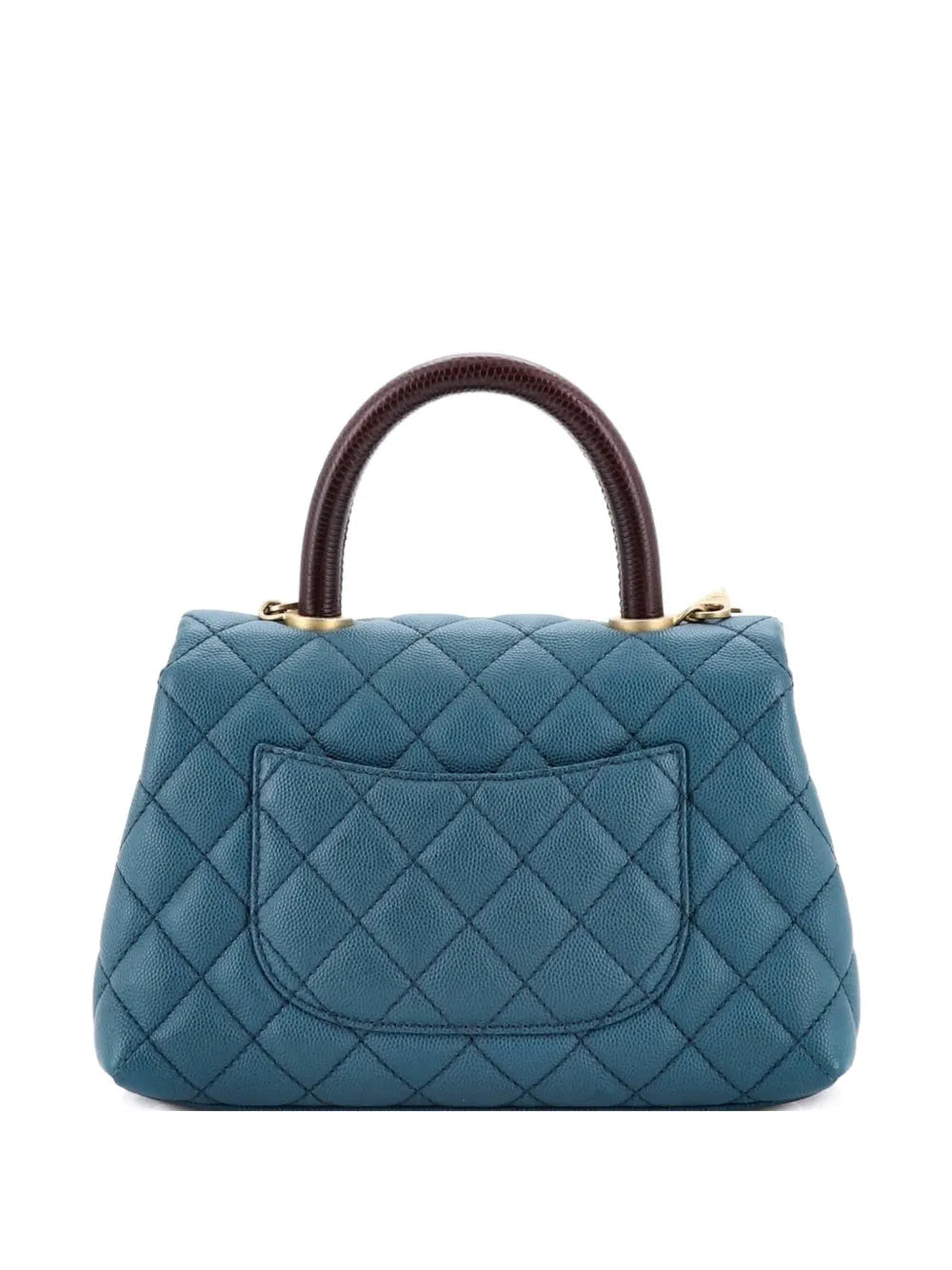 Chanel Pre Owned Coco Top Handle Bag Quilted Caviar With Lizard Mini Shoulder Bag — Same as shown — Size One Size — Side View
