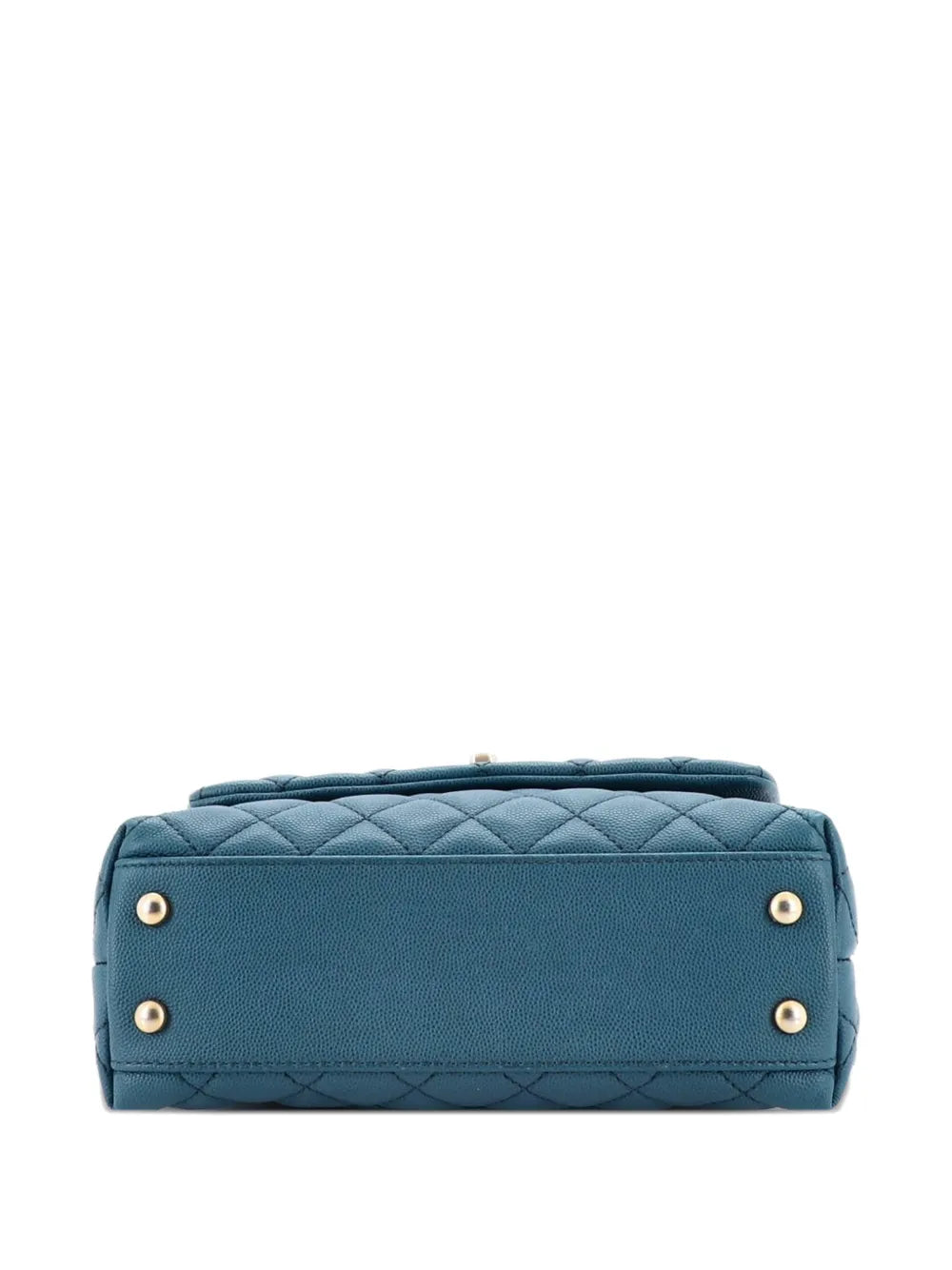 Chanel Pre Owned Coco Top Handle Bag Quilted Caviar With Lizard Mini Shoulder Bag — Same as shown — Size One Size — Top View