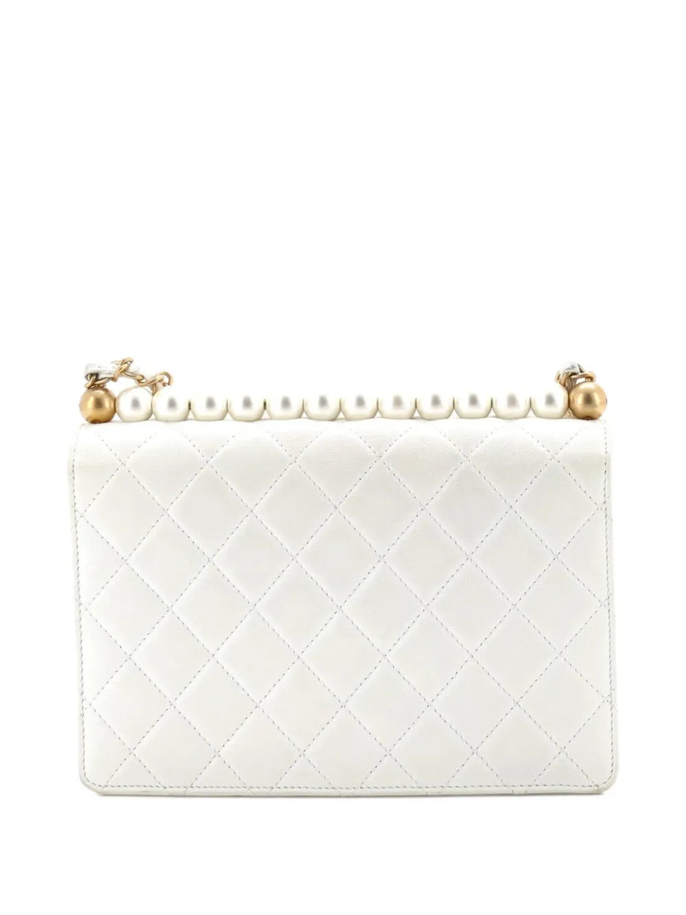 Chanel Pre Owned Chic Pearls Flap Bag Quilted Lambskin Small Shoulder Bag — Same as shown — Size One Size — Side View