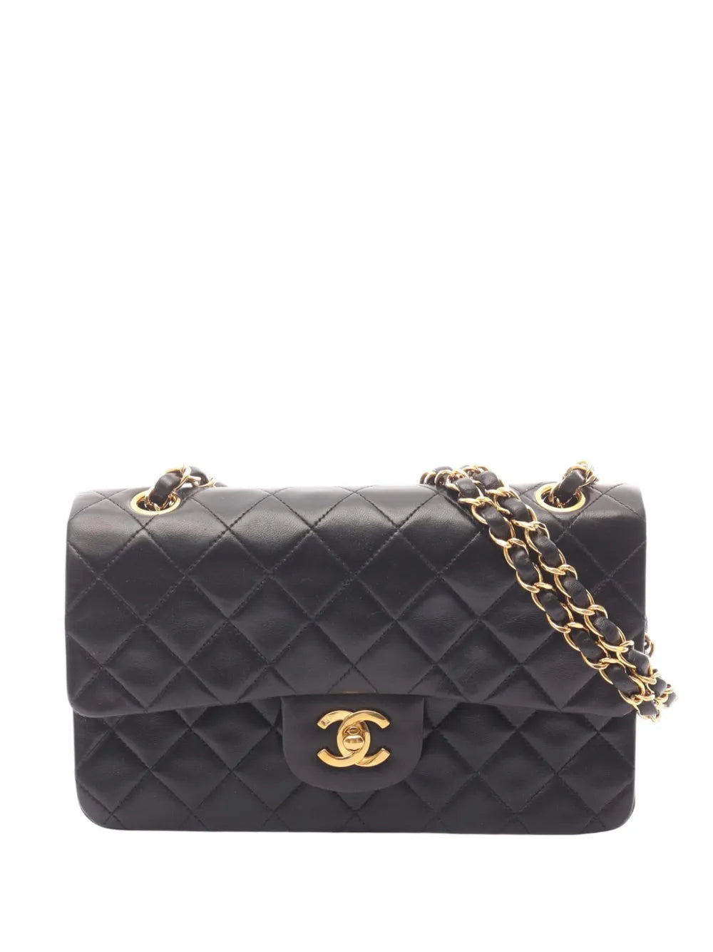 Chanel Pre Owned 1994 1996 Small Classic Lambskin Double Flap Shoulder Bag — Same as shown — Size One Size — Front View