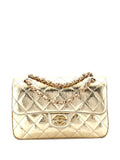 Chanel Pre Owned Classic Double Flap Bag Quilted Hammered Metallic Calfskin Small Shoulder Bag — Same as shown — Size One Size — Front View