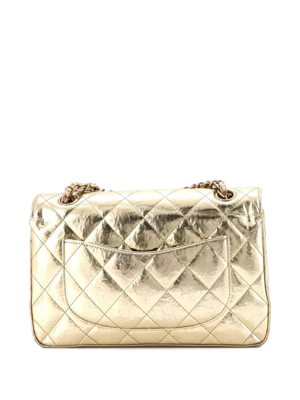 Chanel Pre Owned Classic Double Flap Bag Quilted Hammered Metallic Calfskin Small Shoulder Bag — Same as shown — Size One Size — Side View