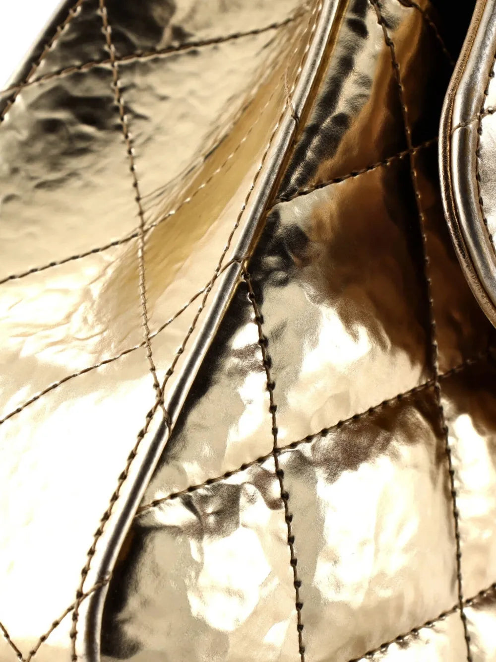 Chanel Pre Owned Classic Double Flap Bag Quilted Hammered Metallic Calfskin Small Shoulder Bag — Same as shown — Size One Size — Detail View