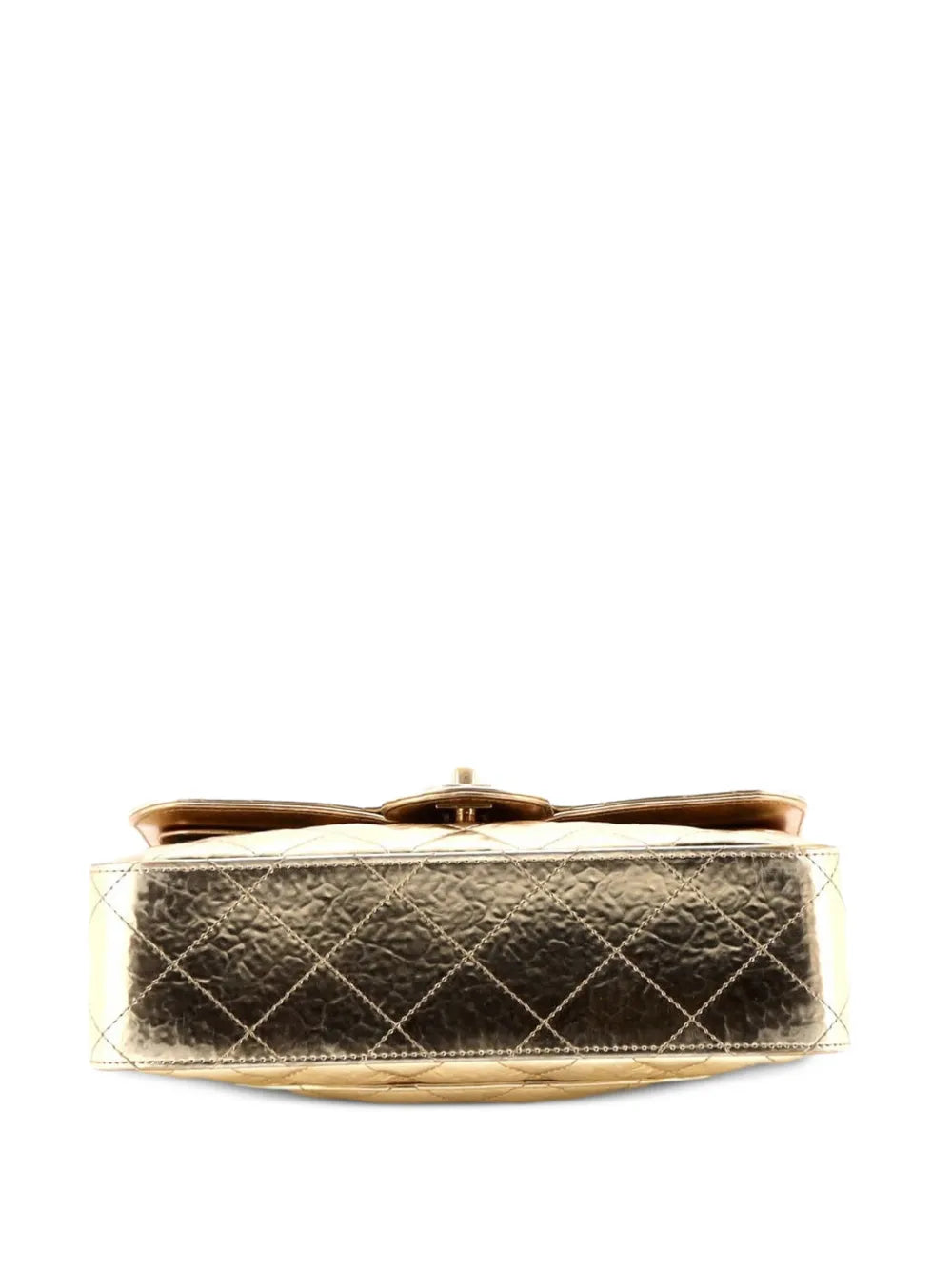 Chanel Pre Owned Classic Double Flap Bag Quilted Hammered Metallic Calfskin Small Shoulder Bag — Same as shown — Size One Size — Top View