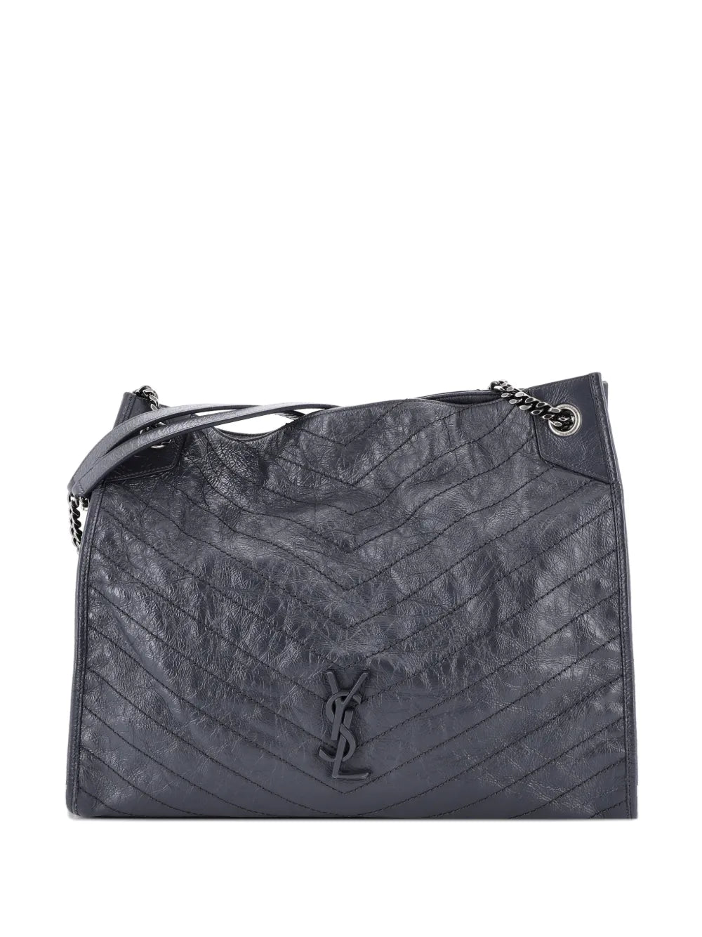 Saint Laurent Pre Owned Niki Shopping Tote Matelasse Chevron Leather Large Shoulder Bag — Same as shown — Size One Size — Front View