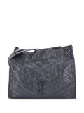 Saint Laurent Pre Owned Niki Shopping Tote Matelasse Chevron Leather Large Shoulder Bag — Same as shown — Size One Size — Front View