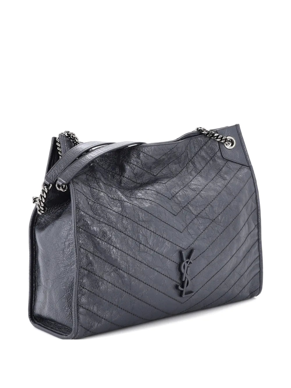 Saint Laurent Pre Owned Niki Shopping Tote Matelasse Chevron Leather Large Shoulder Bag — Same as shown — Size One Size — Back View