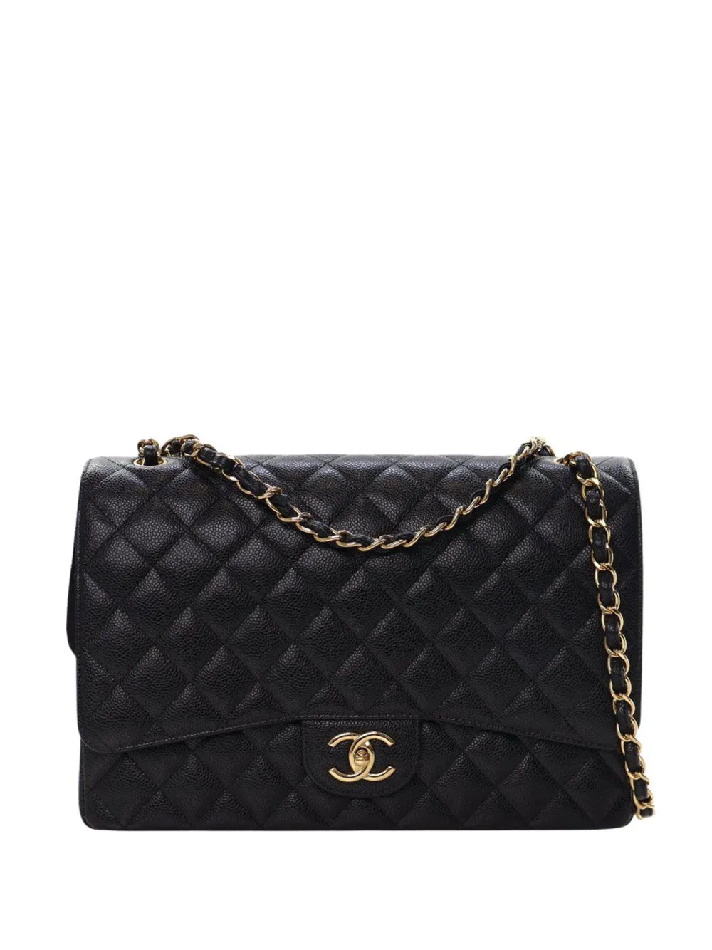 Chanel Pre Owned 2019 Maxi Classic Caviar Double Flap Shoulder Bag — Same as shown — Size One Size — Front View